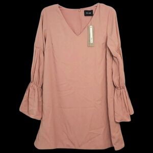 🪻BOGO🪻 DO + BE‎ Blush Pink Boho Dress Sz Small Bell Sleeve NWT